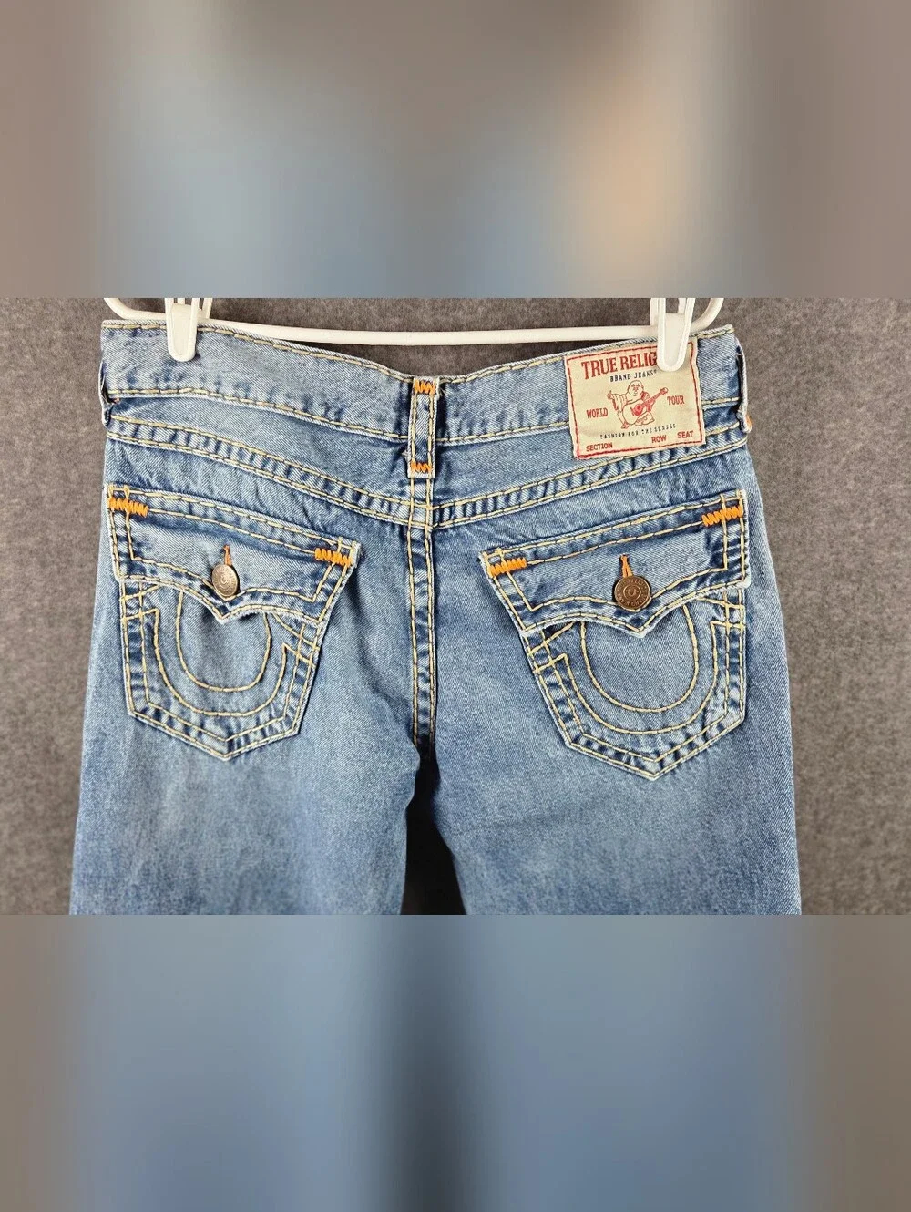 True Religion Geno Super T Jeans Mens 34x33 Blue Wide Stitch Relaxed Slim